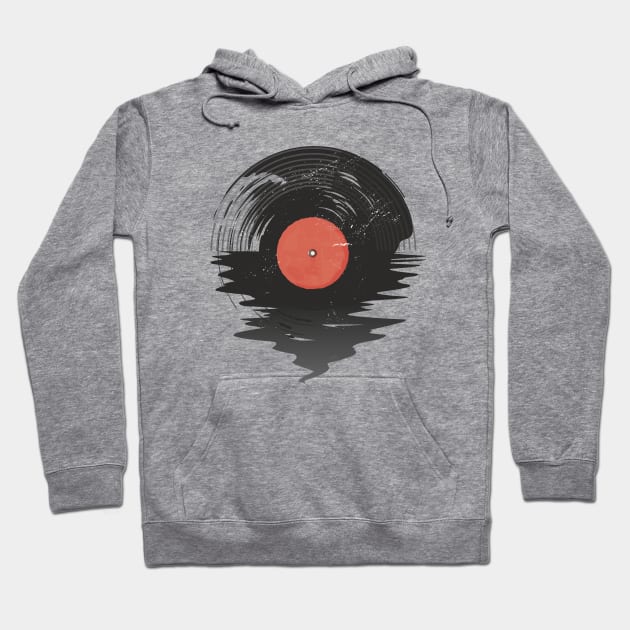 Vintage Music Old Vinyl Record Melting Hoodie by MetaBrush